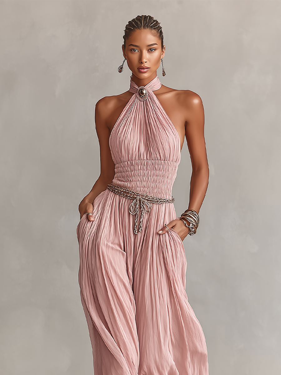 Celia | Elegant halter-jumpsuit med rynket talje