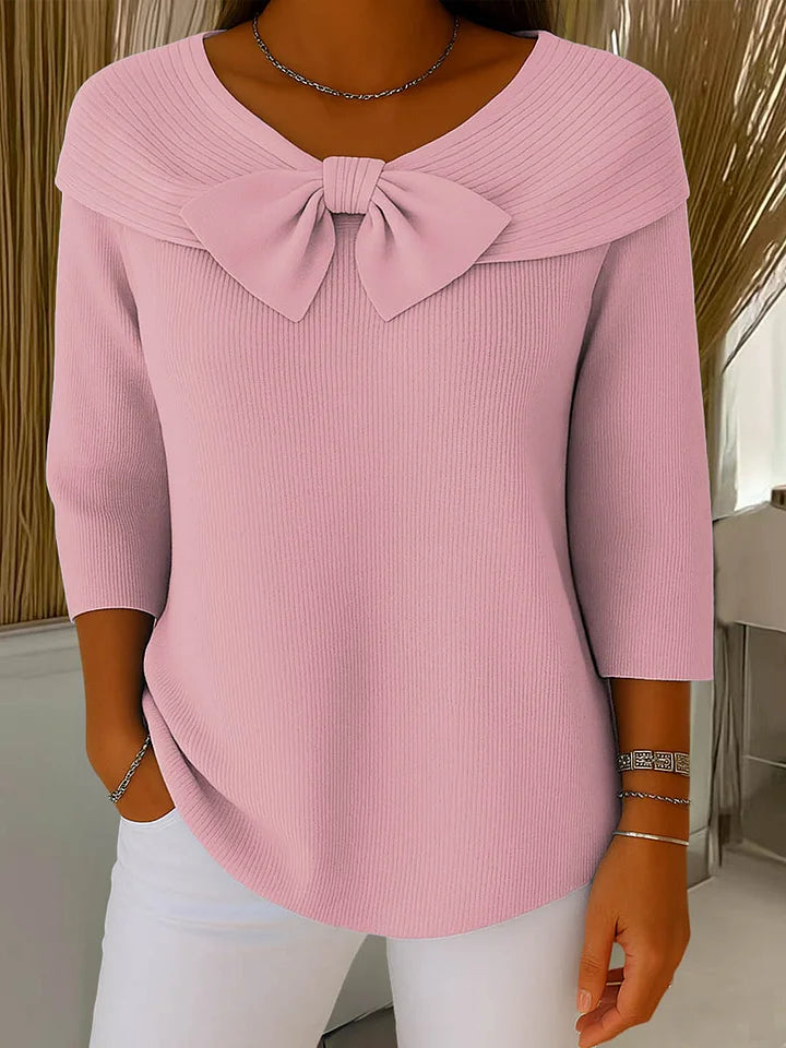 Mylie – Strikket Bluse med Rund Hals