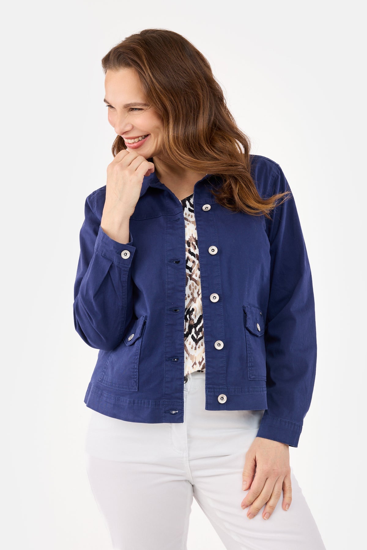 Let Jakke - Navy - Knaplukning