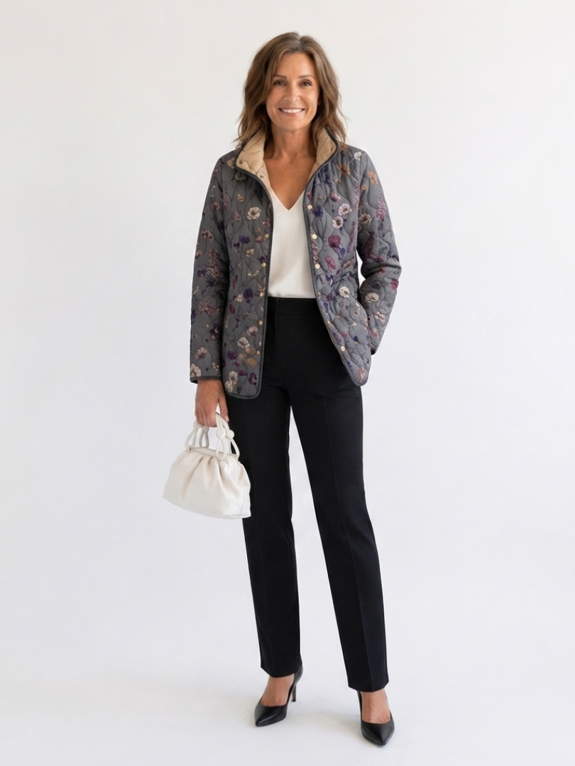 Solveig | Quiltet jakke med tørrede blomster