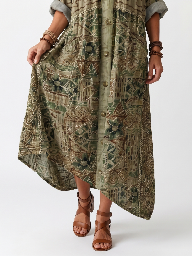 Aleta | Oversized midikjole med knaplukning og lommer