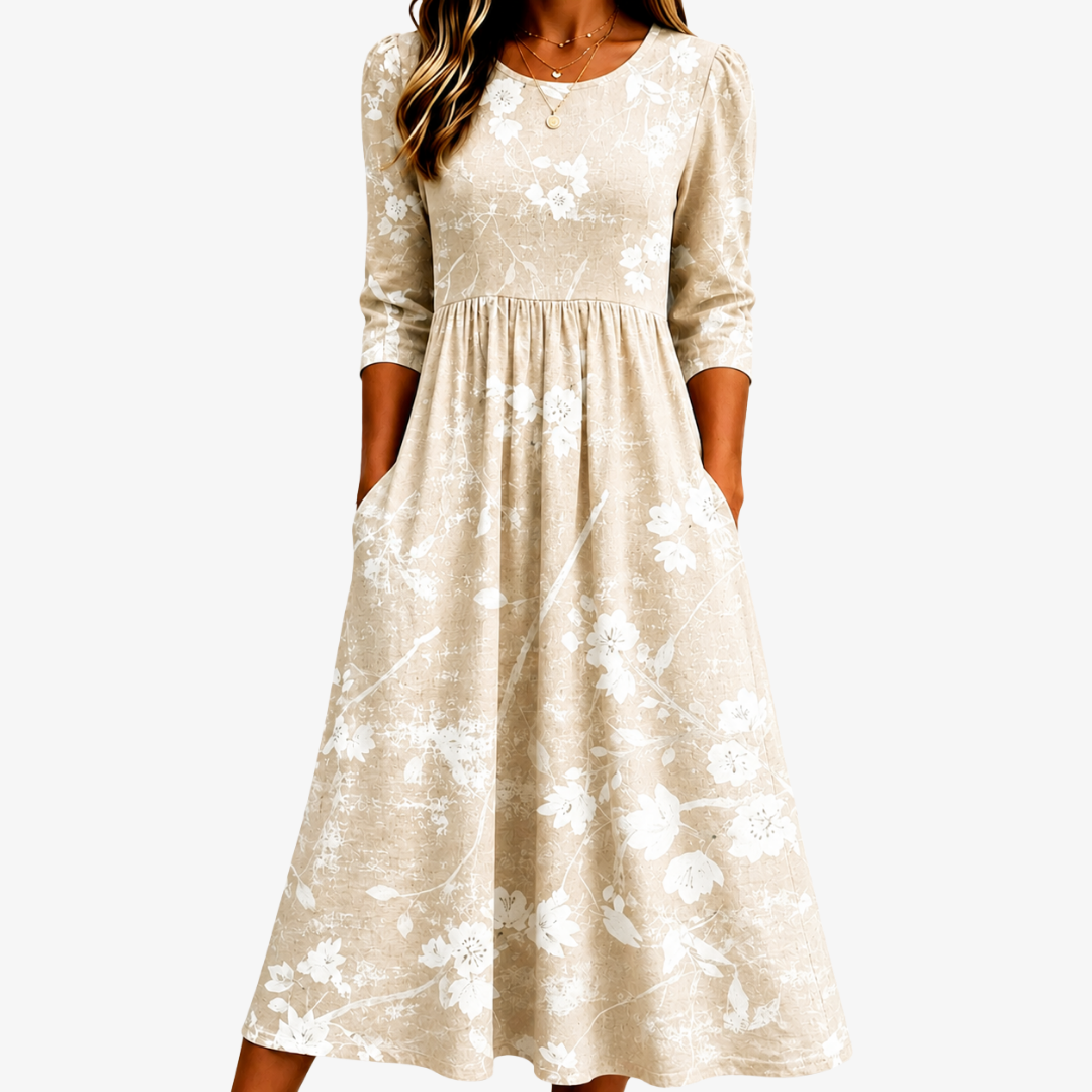 Trendé™ | Soft Meadow Alltags-Midikleid mit Blumenmuster