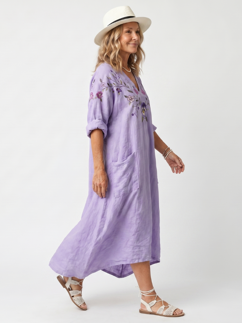 Tavi | Blomstret oversized midikjole med lommer