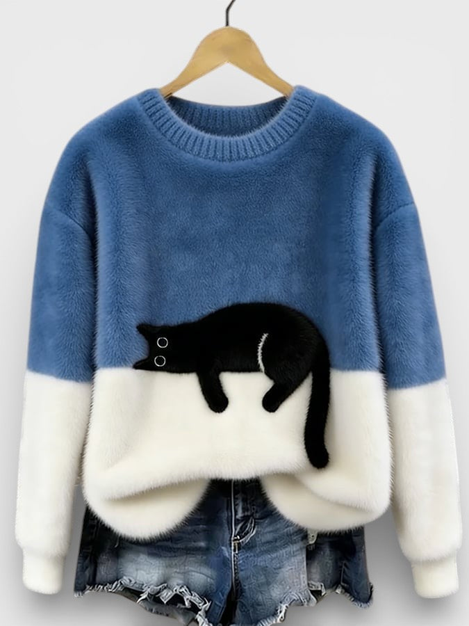 Luna | Hættetrøje med katteprint