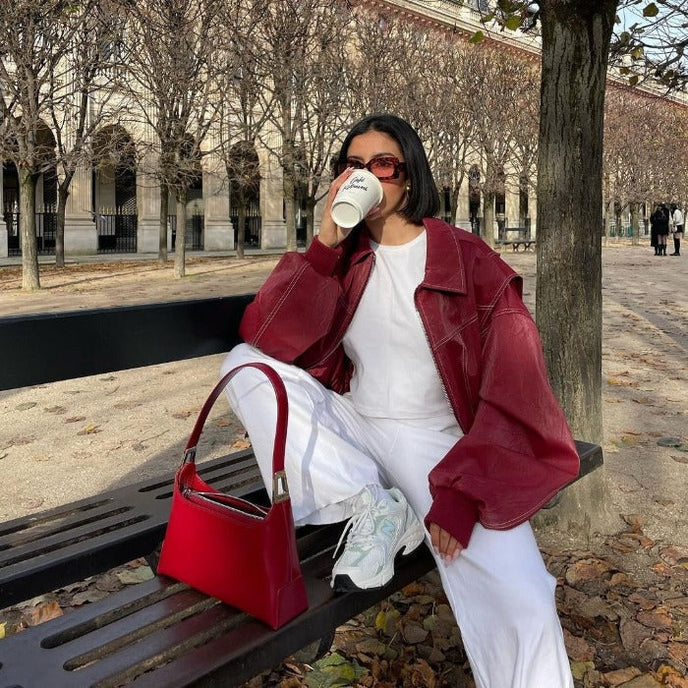 Amanda – Trendy rød læderjakke
