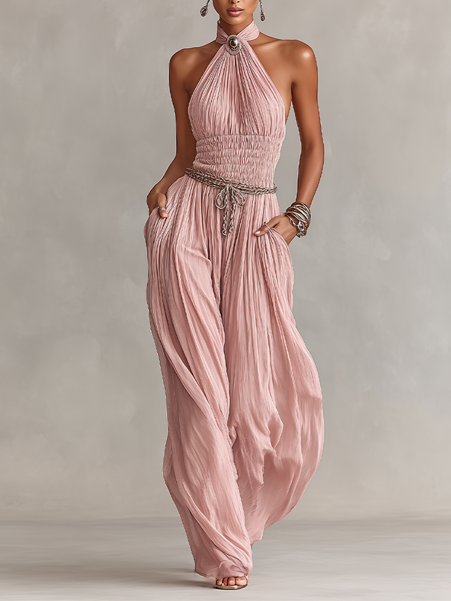 Celia | Elegant halter-jumpsuit med rynket talje
