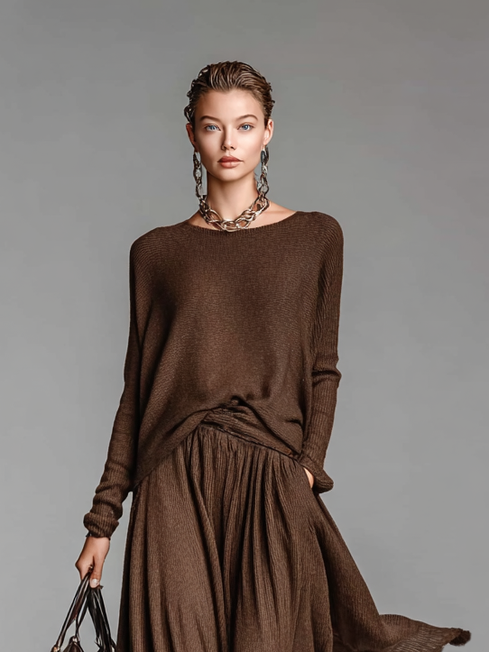 Josefine | strikket sweater- og nederdelssæt