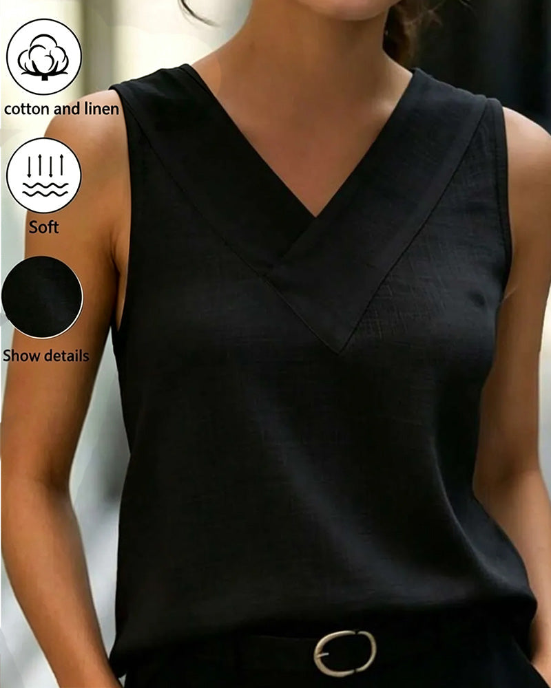 Sofie | Ærmeløs tanktop med V-hals og krydsdetalje