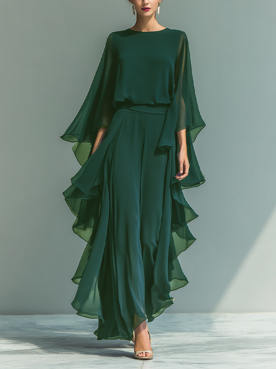 Selma | chiffon top- og buksesæt