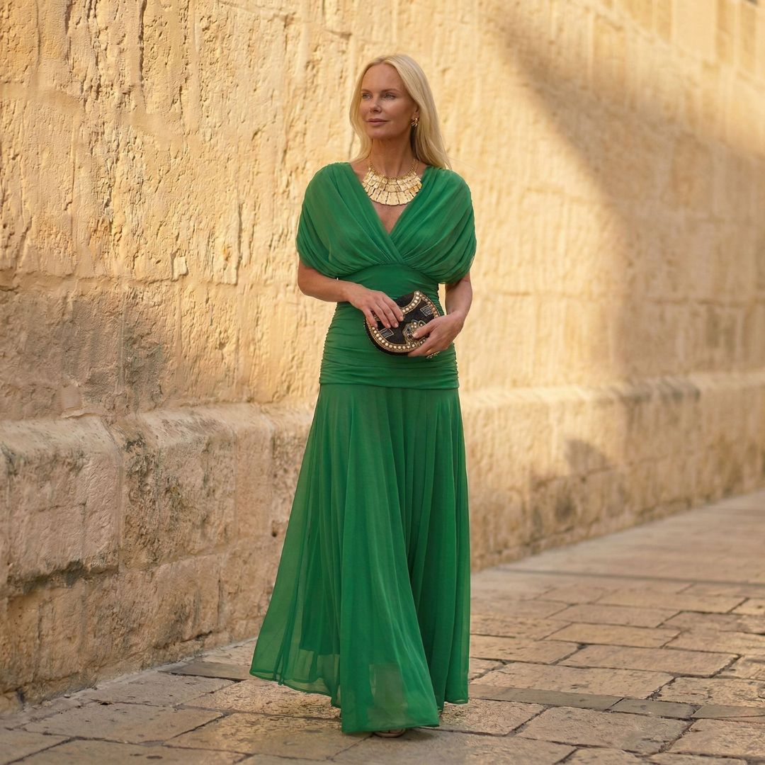 Sienna | Elegant grøn kjole med V-hals