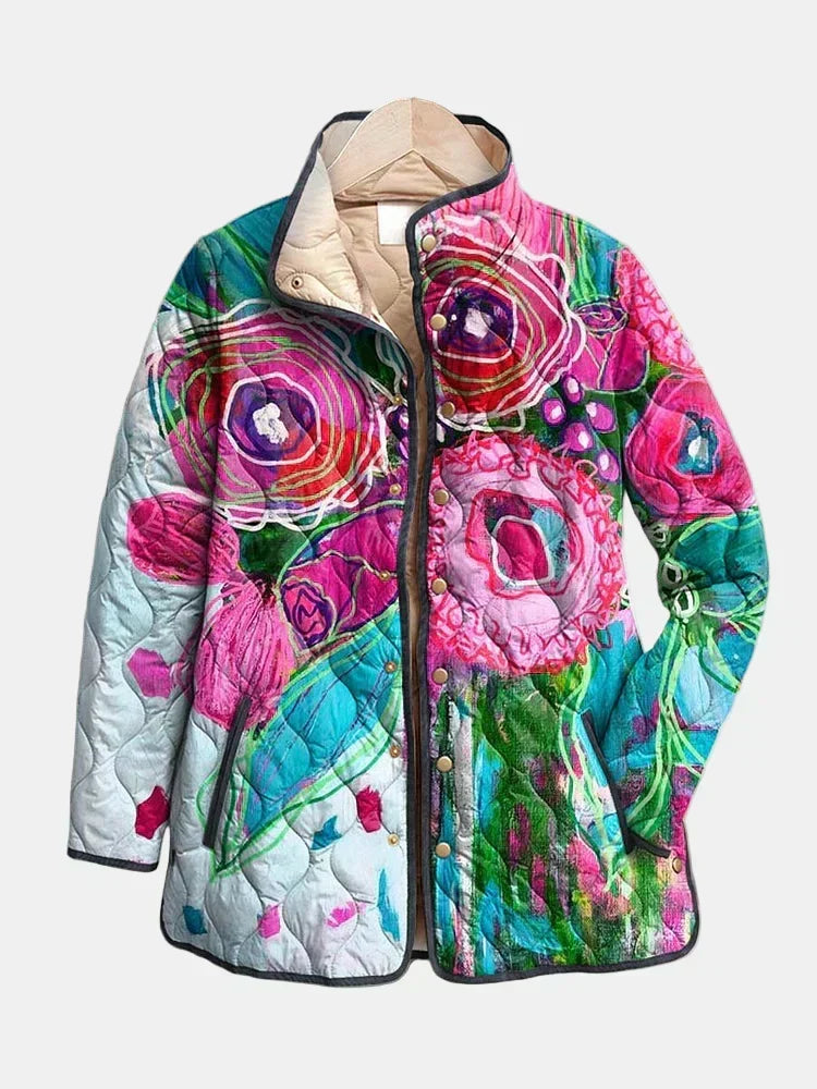 Ida | Quiltet jakke med akvarelblomster