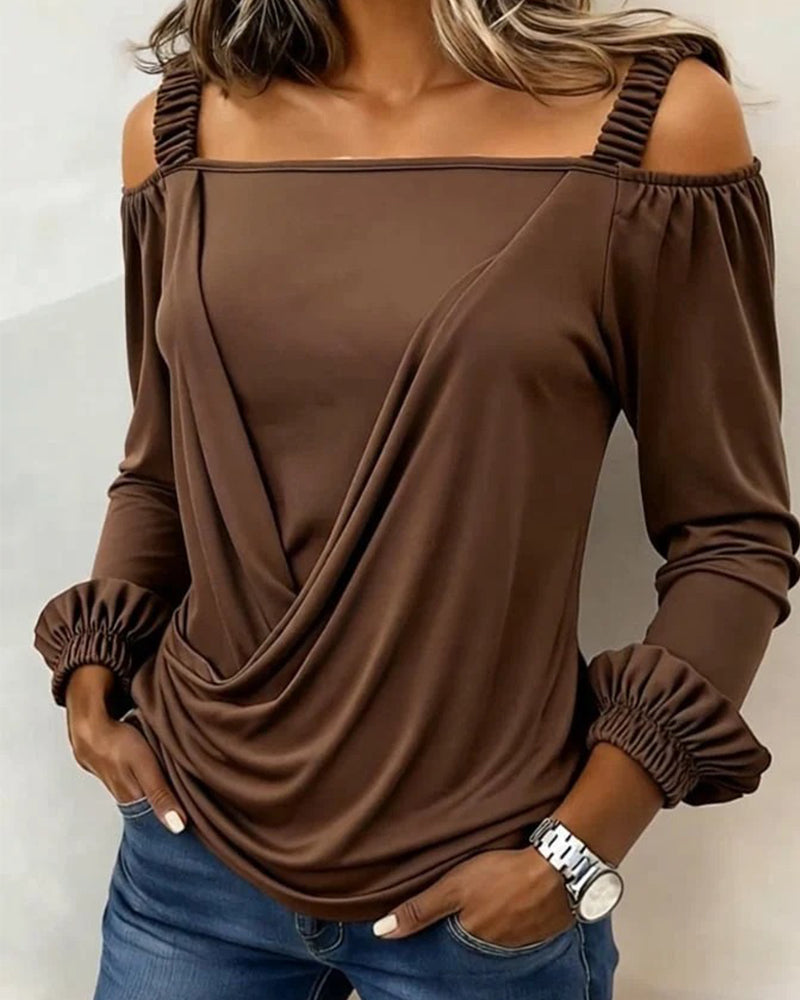 Freja | Off-shoulder top med krydsdetalje og pufærmer