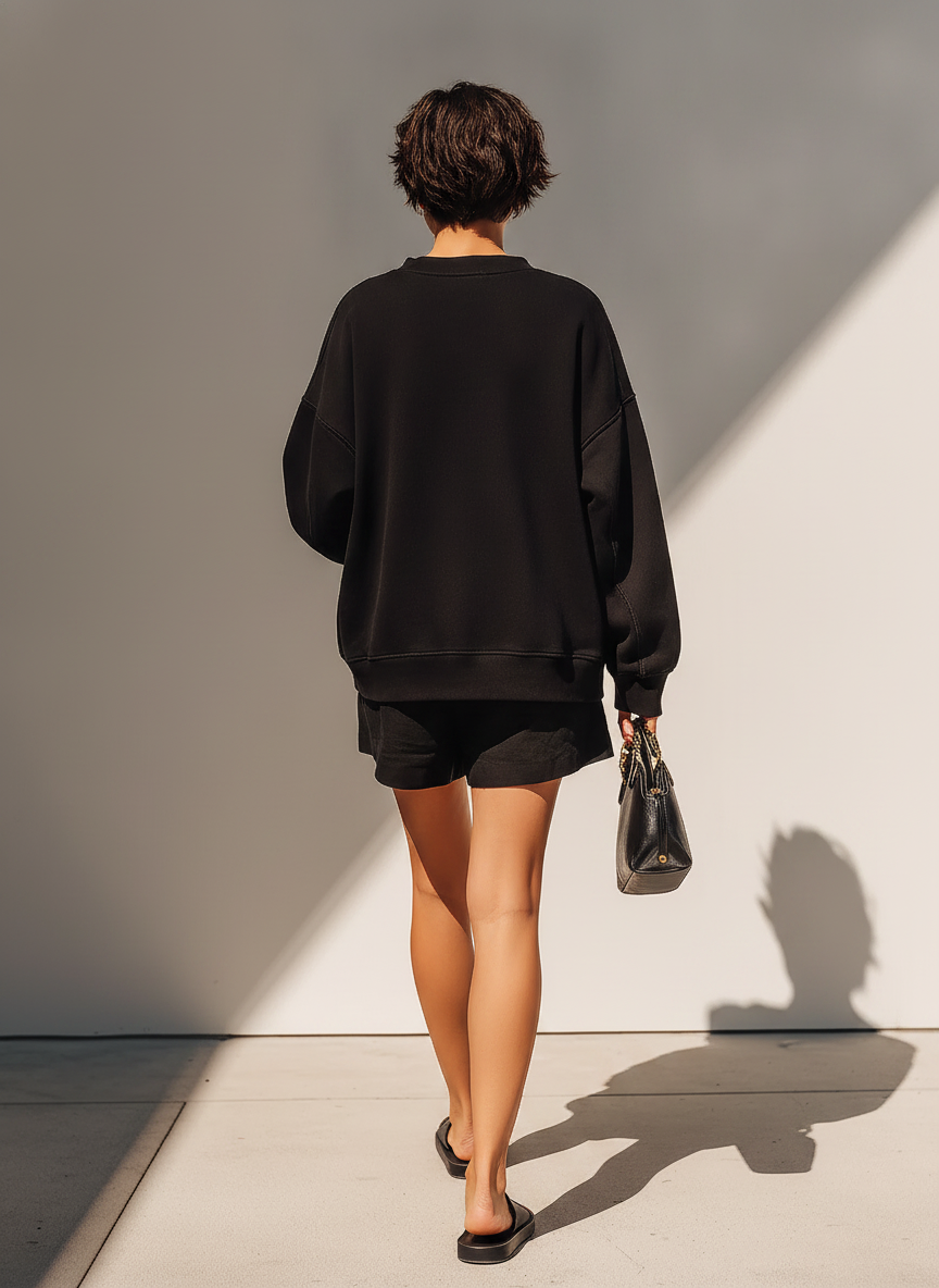 Maja | Afslappet bomuldslook top- og shortssæt