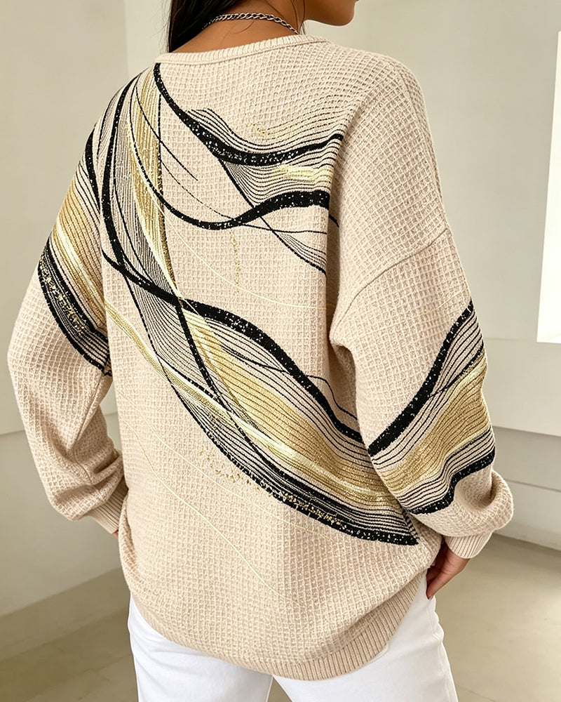 Liv | Stribet sweatshirt med rund hals og knapper