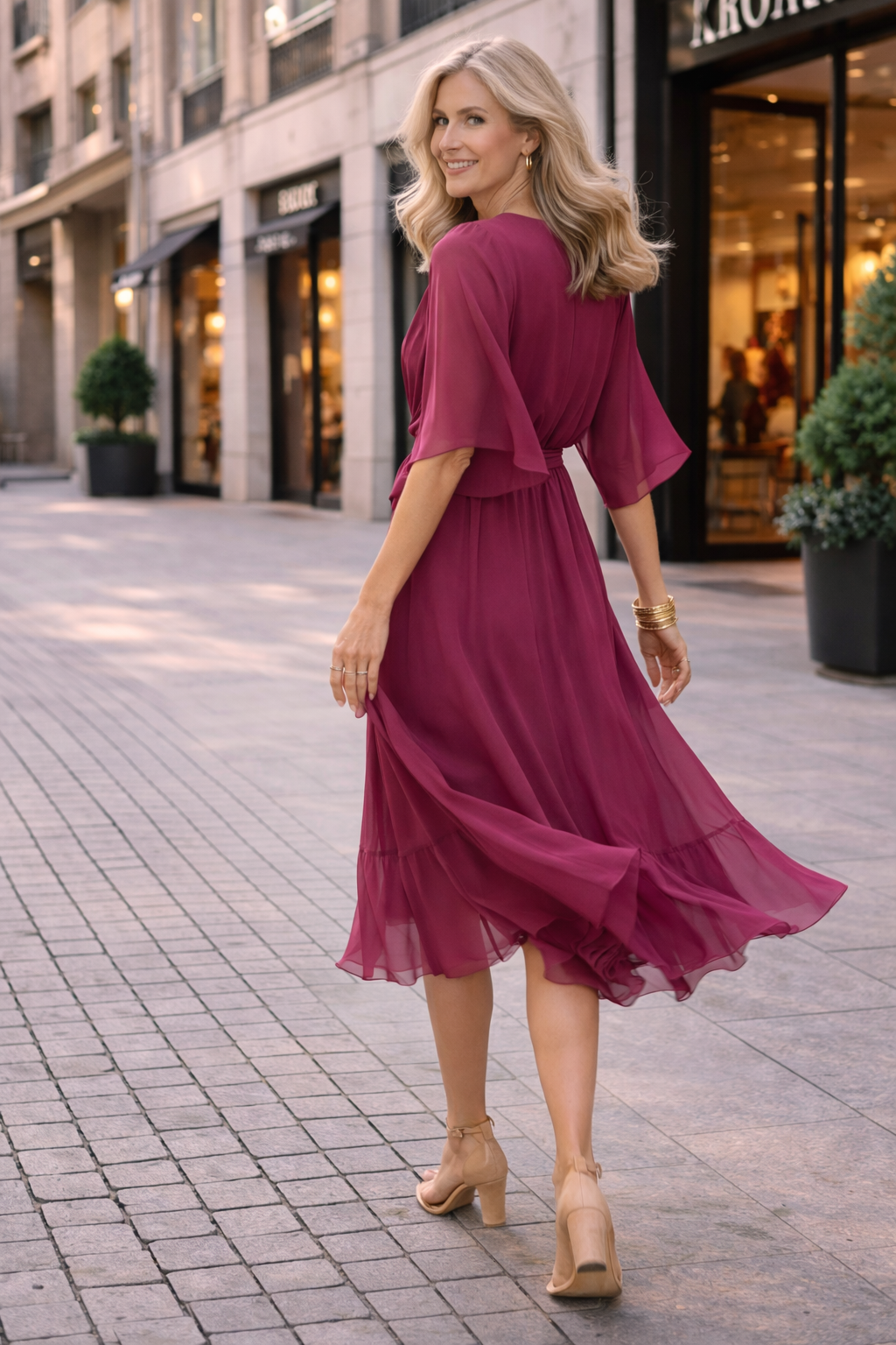 Freja | Let chiffon-sommerkjole med V-udskæring