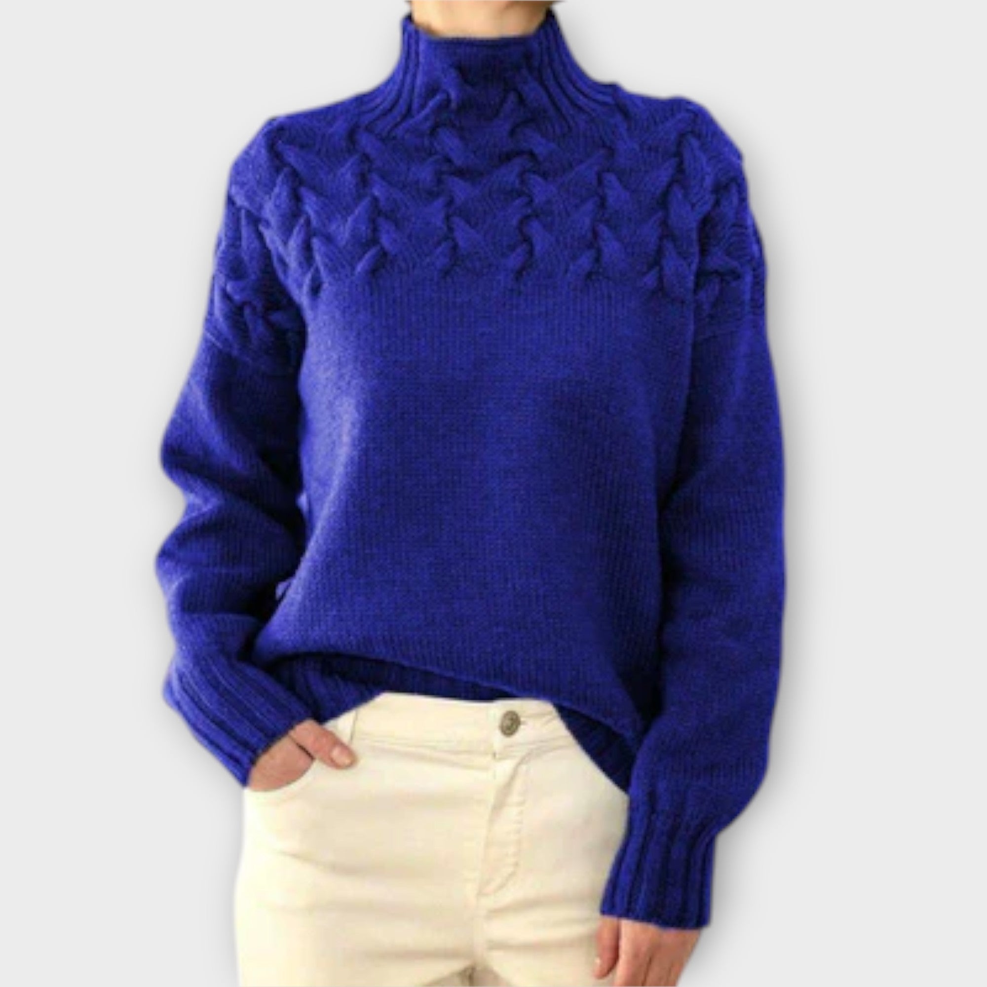 Reema™ - Blød damepullover med fletstrik