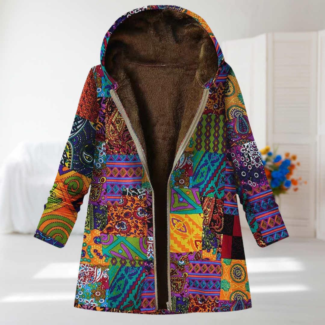 Élodie | Elegant overgangsfrakke med farvespil i multicolor og brun
