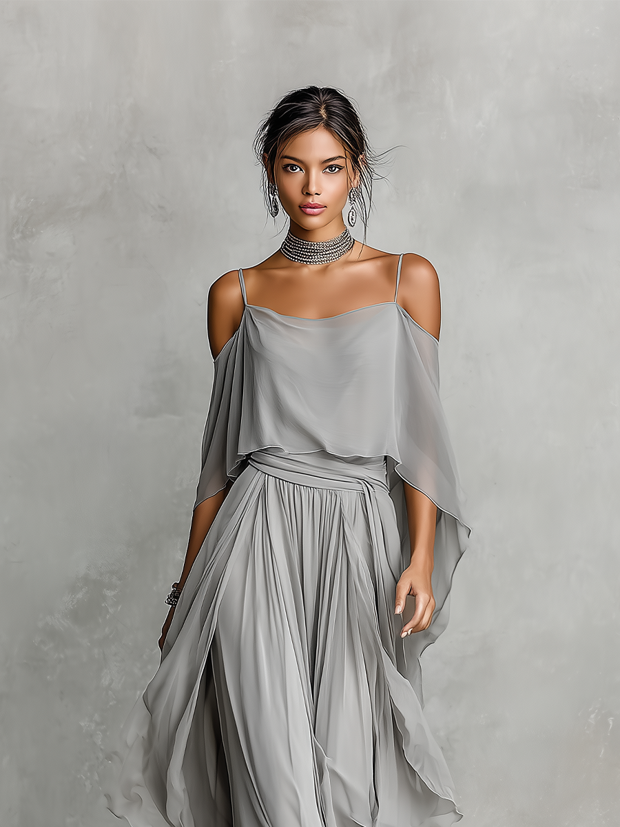 Agnes | chiffon top- og buksesæt