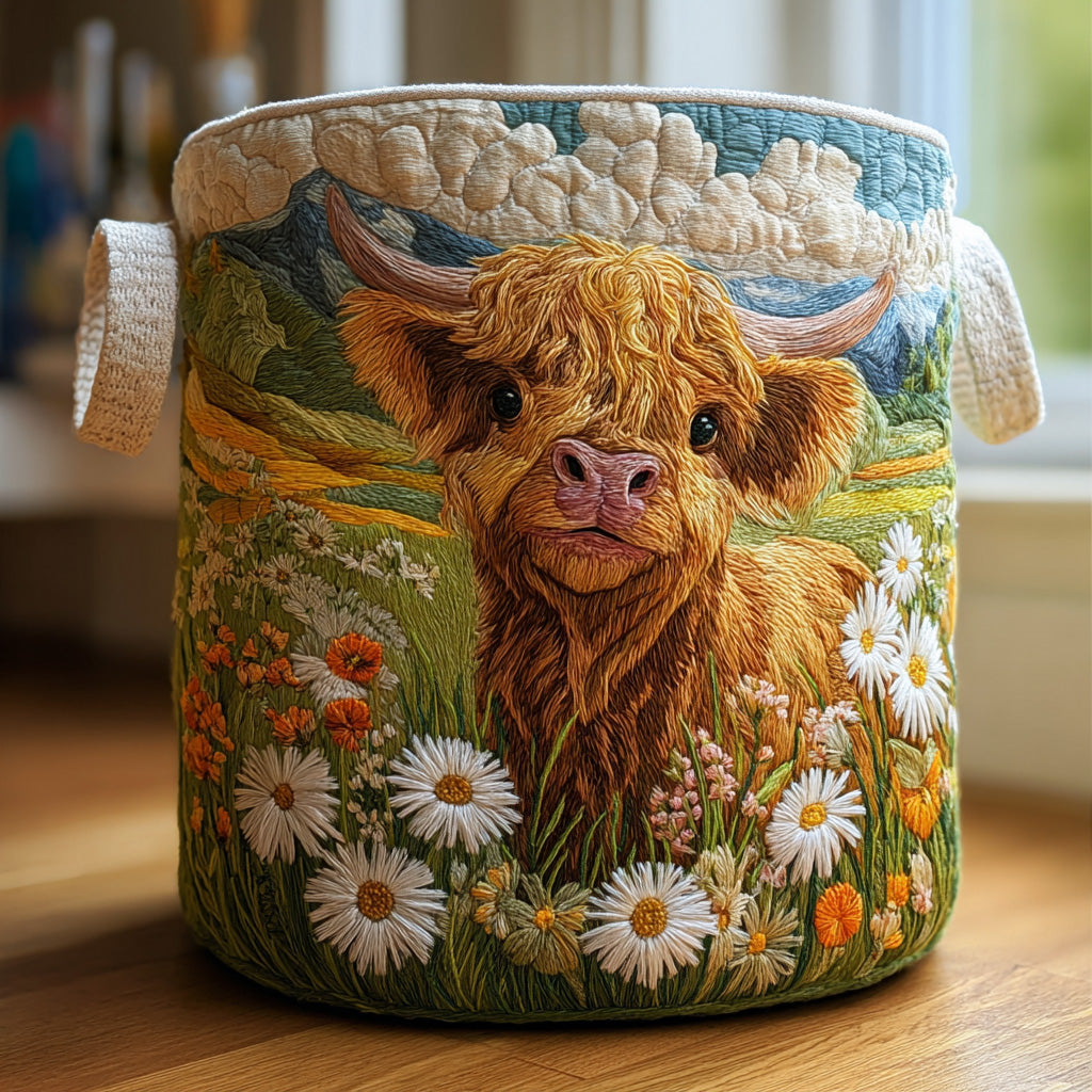 Fiorenza | Quiltet vasketøjskurv med Highland-inspireret blomstermotiv