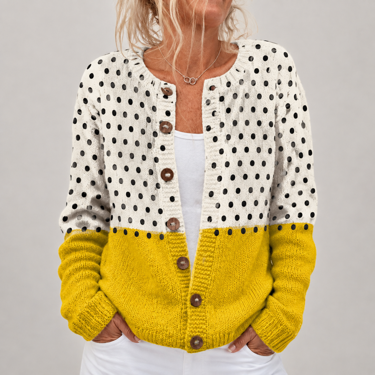 Dagmar | Vintage cardigan med farveblok