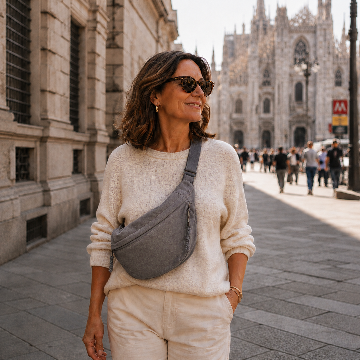 Liora | Grå crossbody-taske med justerbar rem