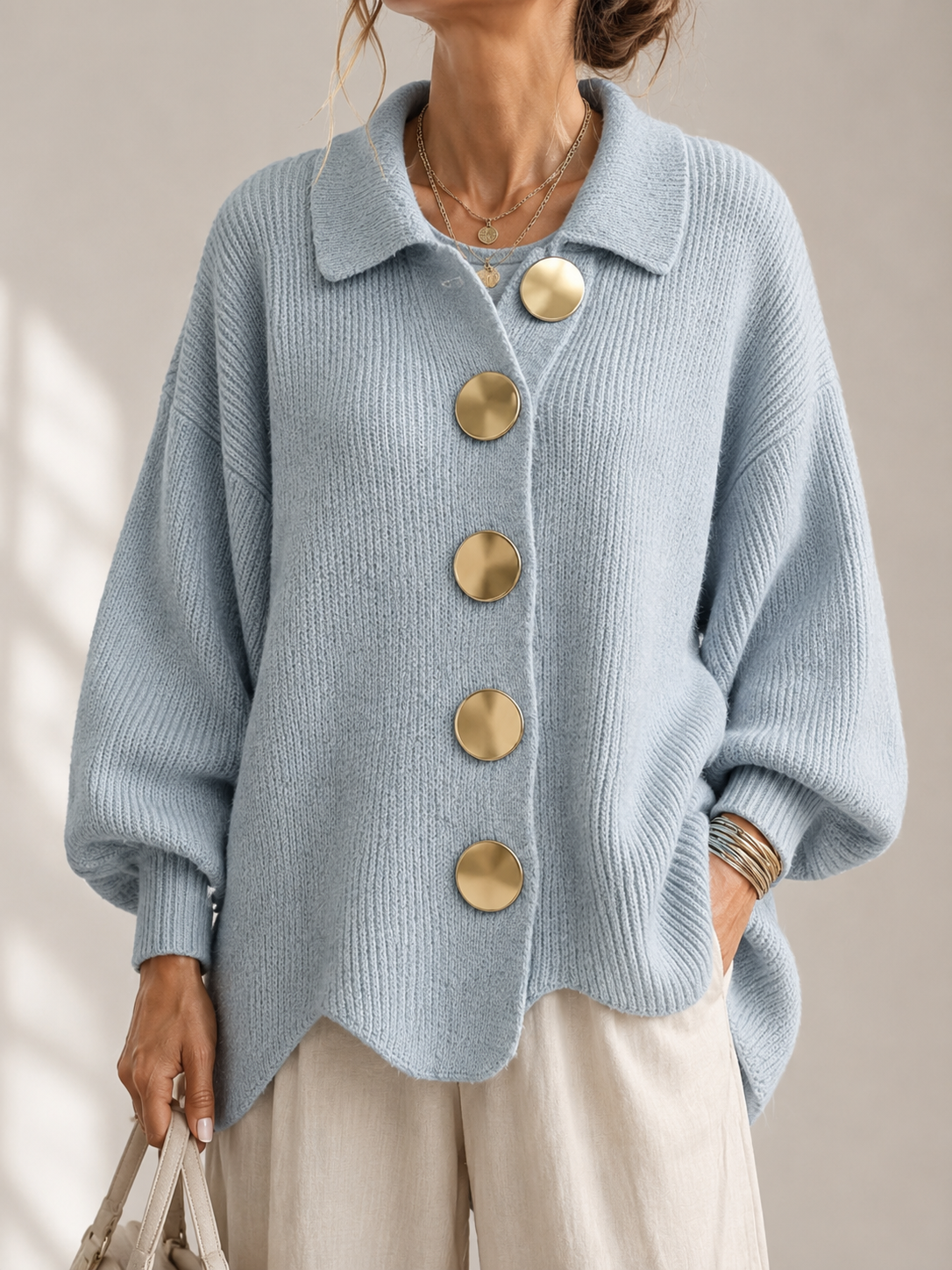 Dora | Oversized cardigan med krave og knapper