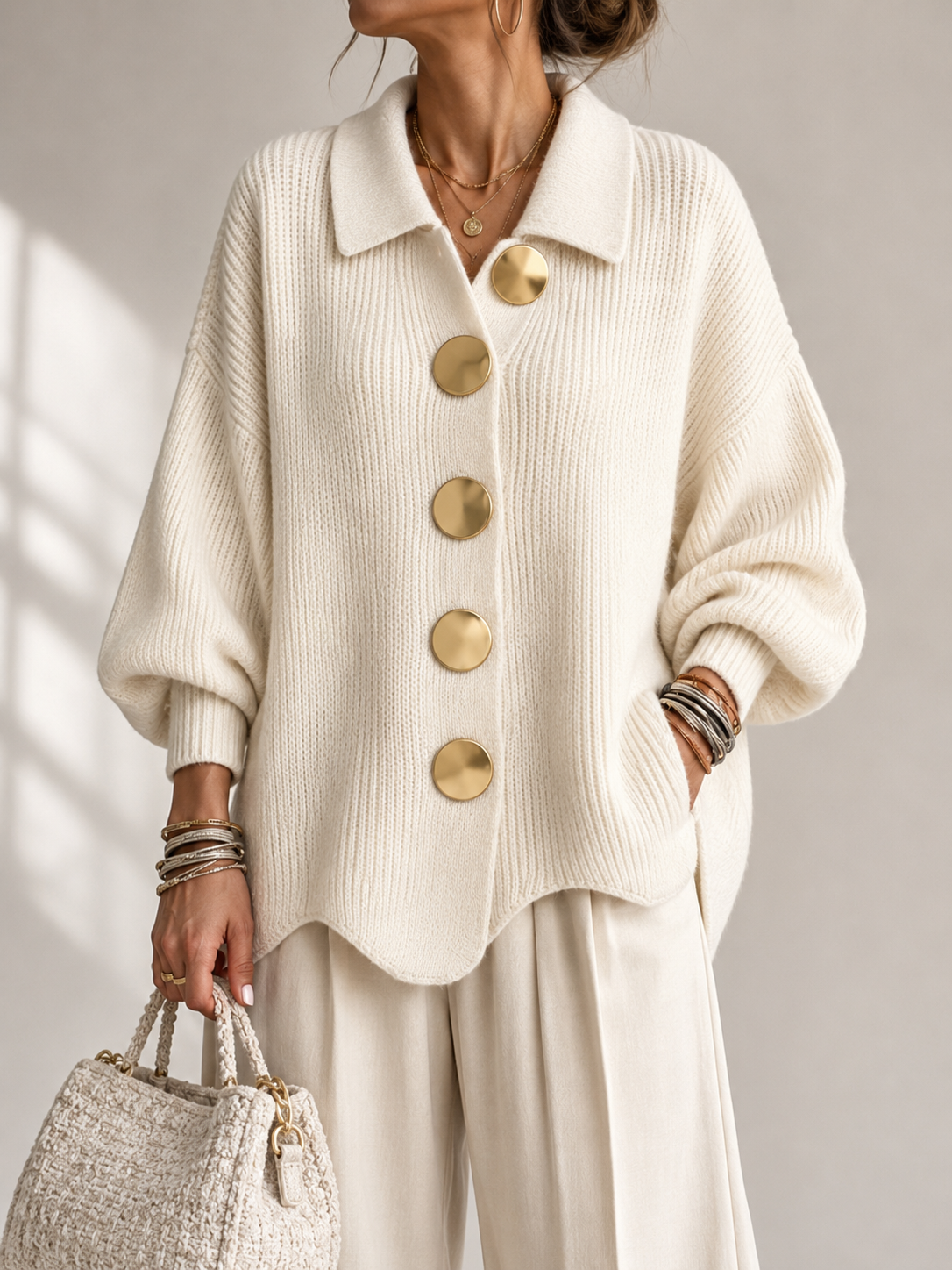 Dora | Oversized cardigan med krave og knapper