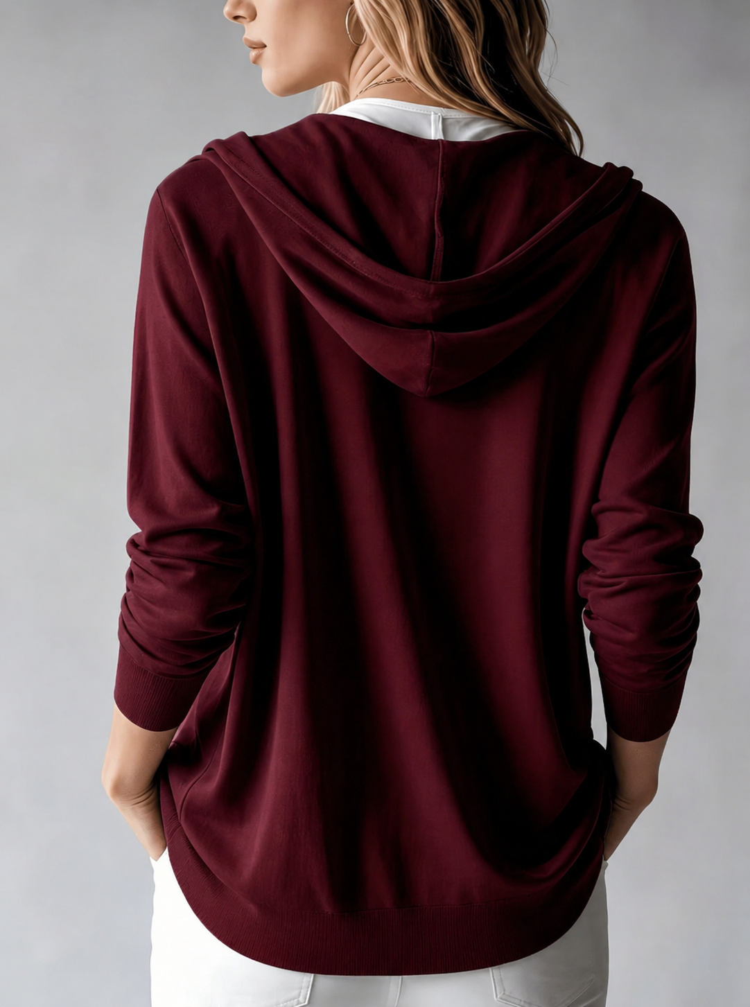 Liv | Rød cardigan med hætte og knapper