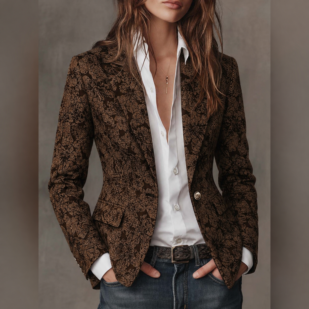 Klara | Figursyet jacquard-blazer med paisleymønster