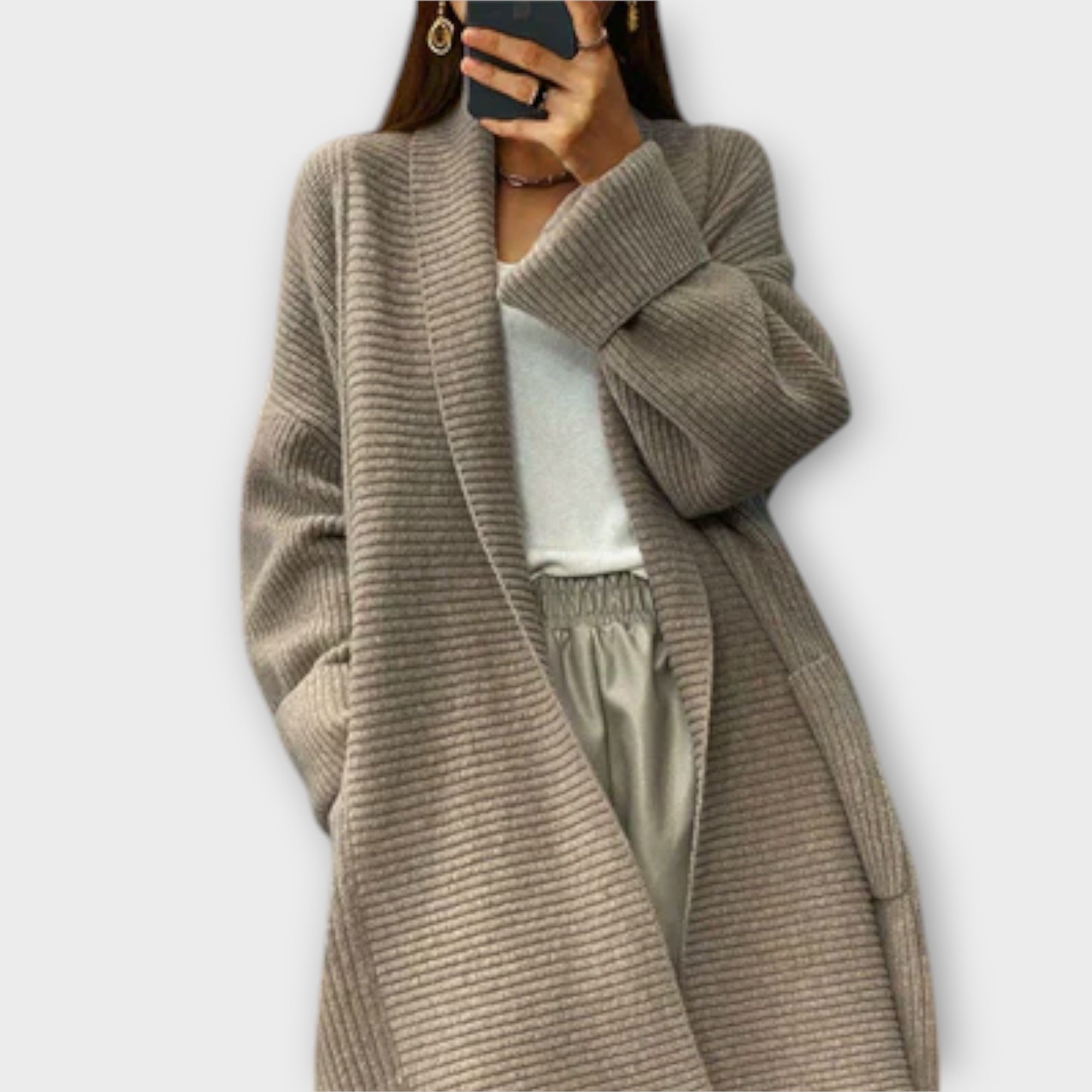 Femia™ - Elegant lang strikcardigan