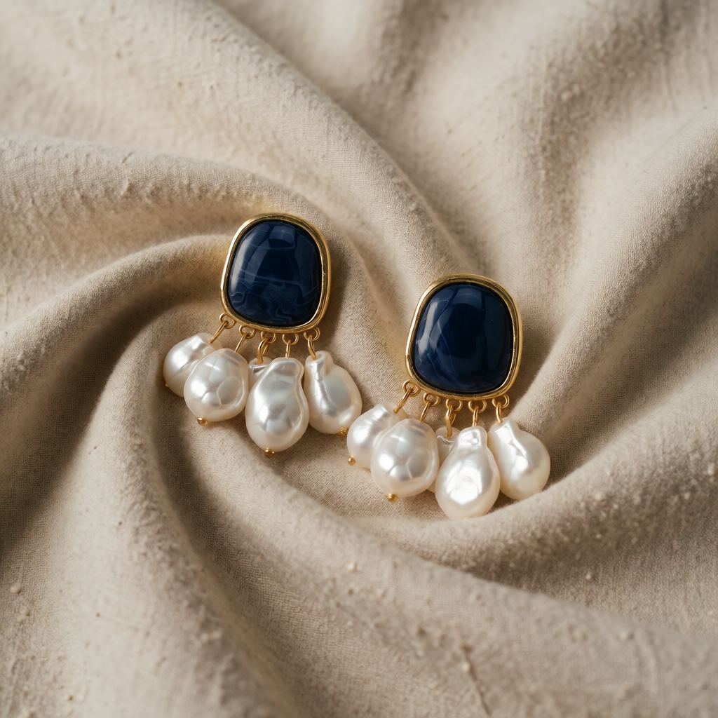 Midnight Pearl Fringe Statement Ørestikker