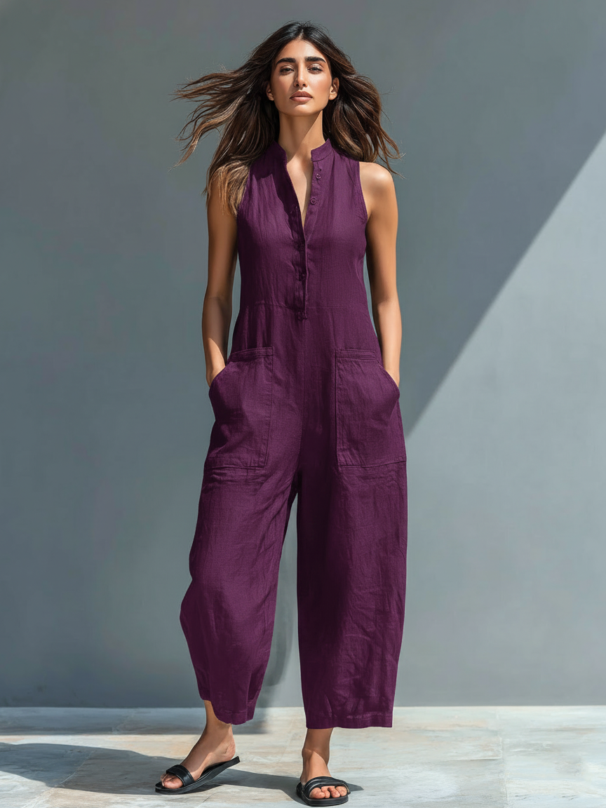 Mia | Ærmeløs jumpsuit med knaplukning
