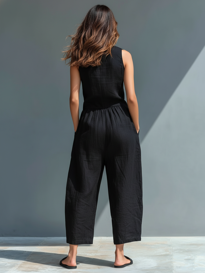 Mia | Ærmeløs jumpsuit med knaplukning