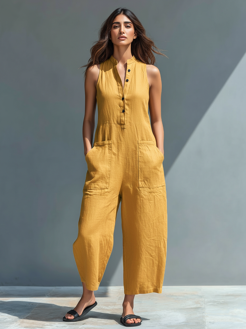 Mia | Ærmeløs jumpsuit med knaplukning