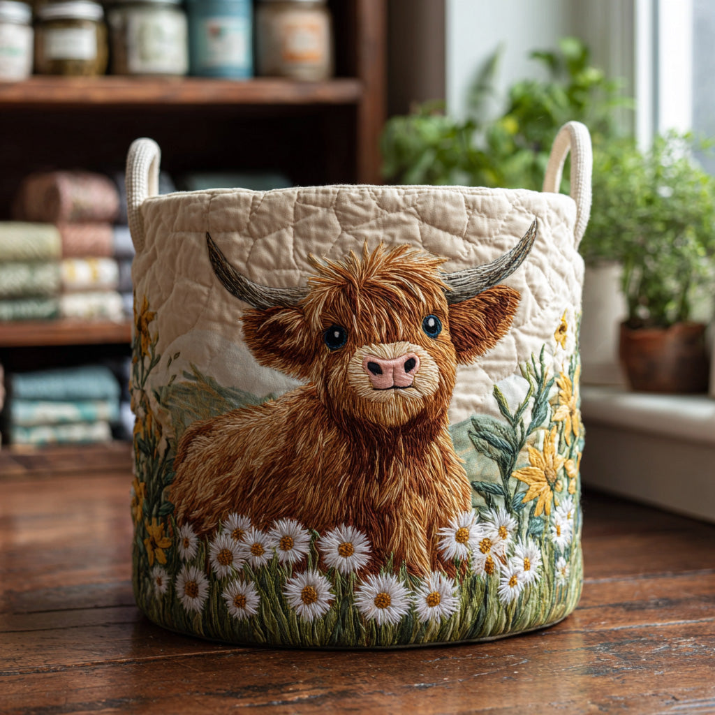 Erica | Quiltet vasketøjskurv med Highland-inspireret blomstermotiv