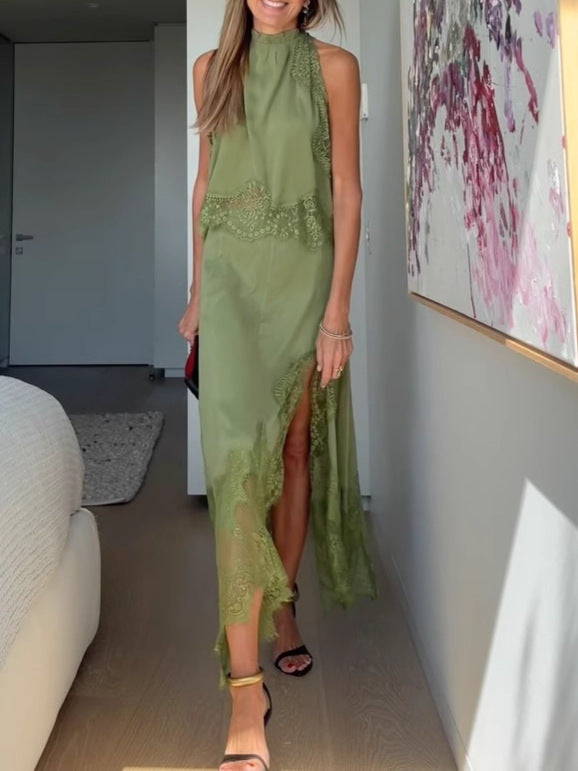 Liva | Sæt med top og nederdel med blondedetaljer med plisserede detaljer