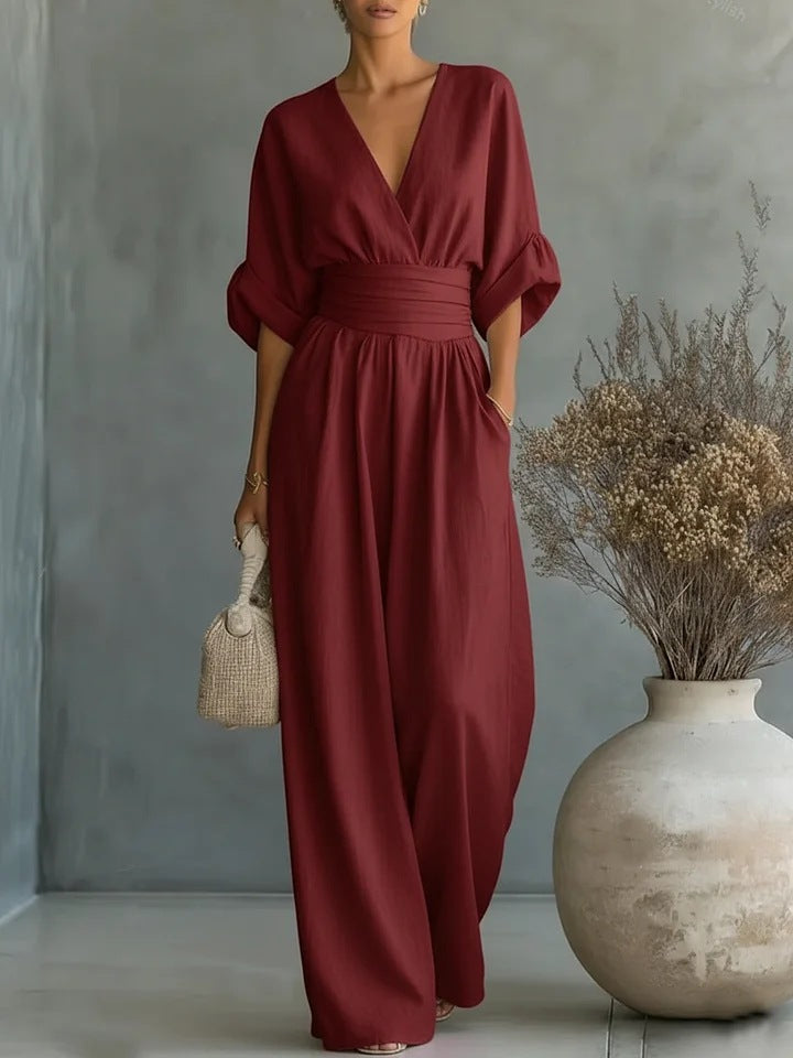 Gerika – Elegant jumpsuit med slå-om-front
