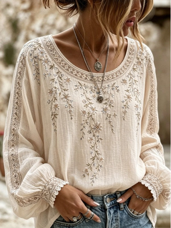 Wilma | Bluse med blomsterbroderi