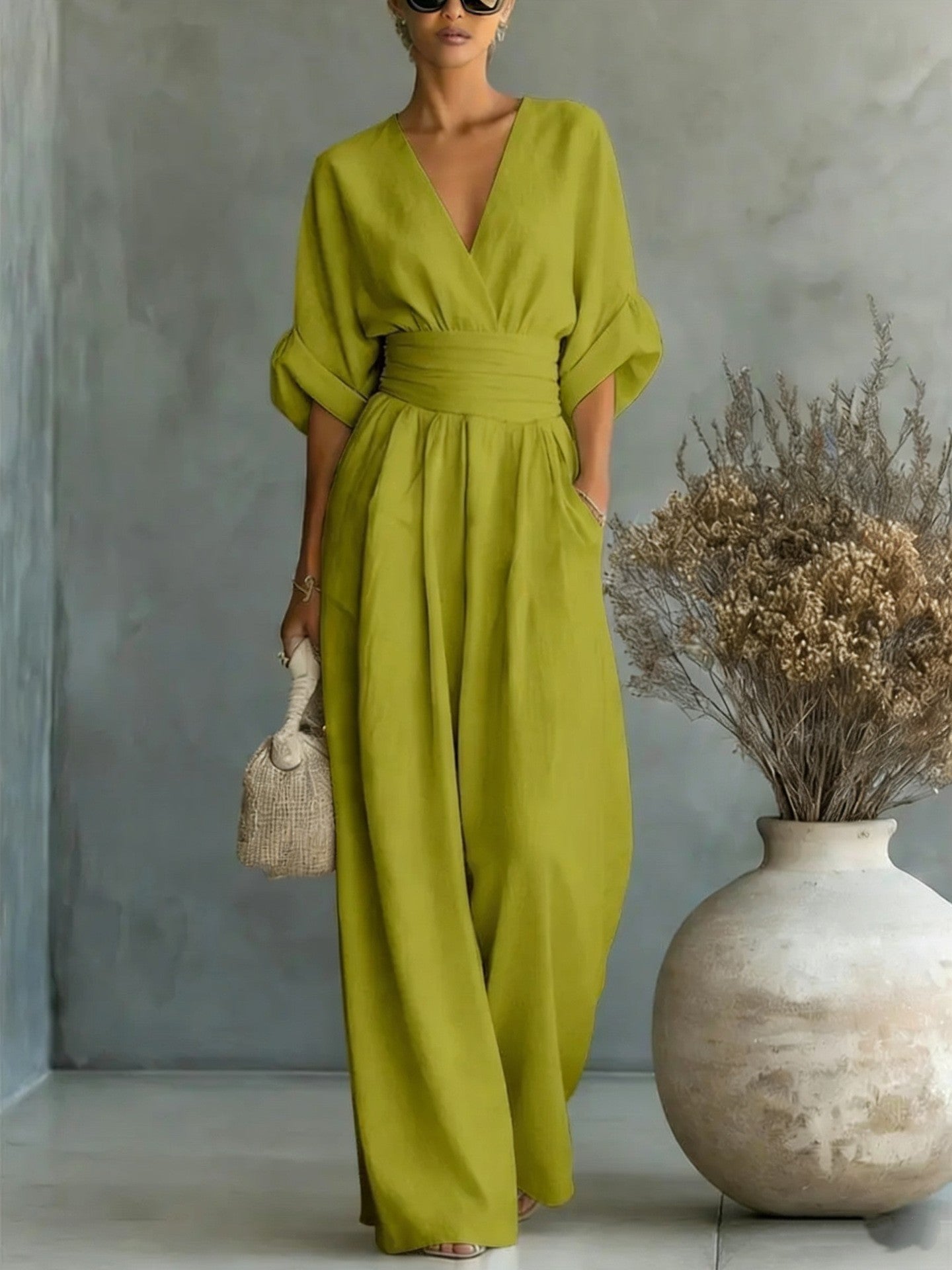 Gerika – Elegant jumpsuit med slå-om-front