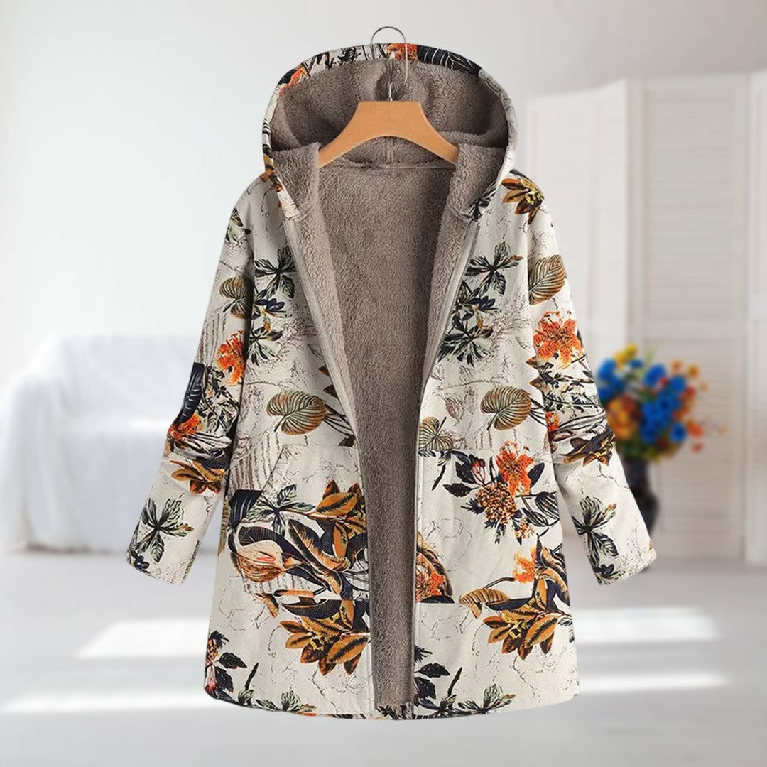 Clara | Elegant overgangsfrakke med farvespil i beige og orange