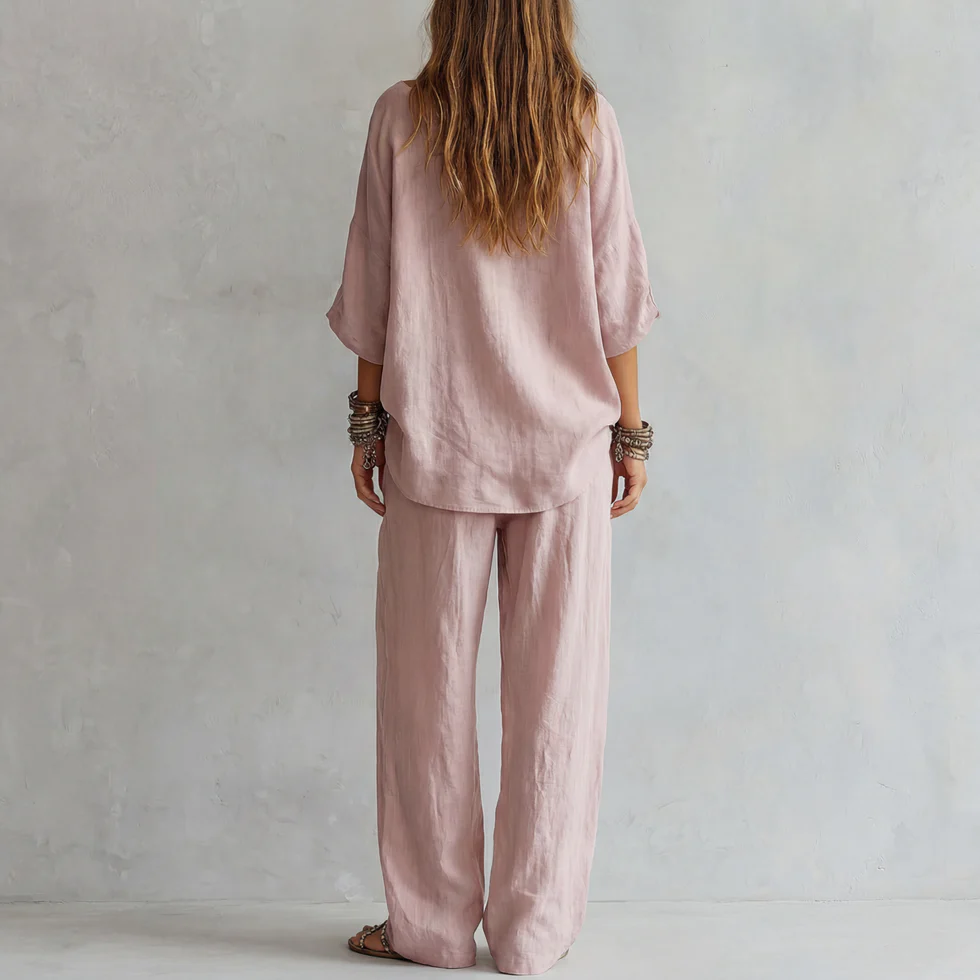 Alma | Sæt med top og bukser med vide ben med off-shoulder