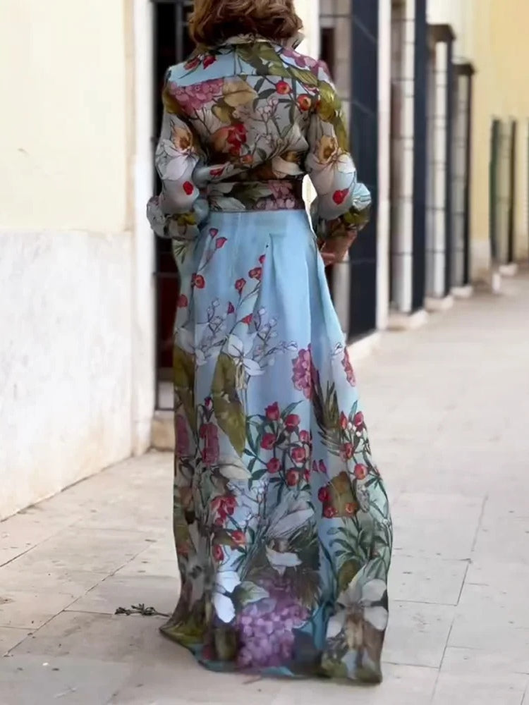 Nicoline | Sæt med top og nederdel med blomsterprint