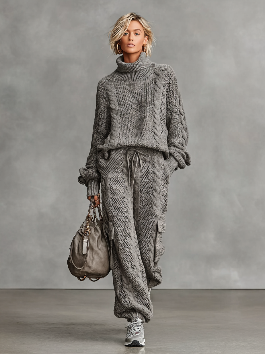 Frida | Afslappet strikket sweater- og buksesæt