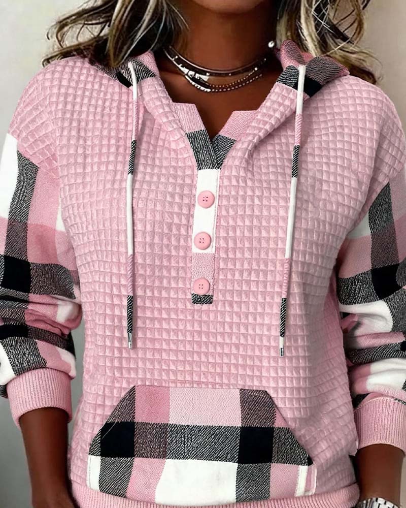 Signe | Casual hoodie med tern og patchwork