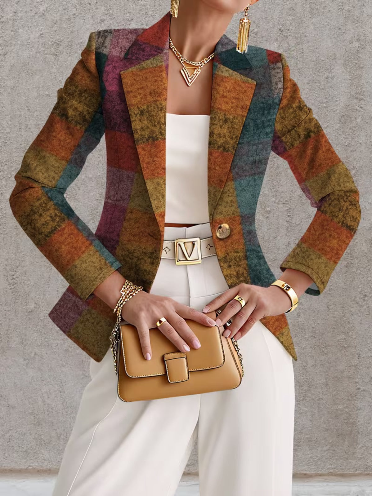 Ingrid | Efterårsblazer med ternet print