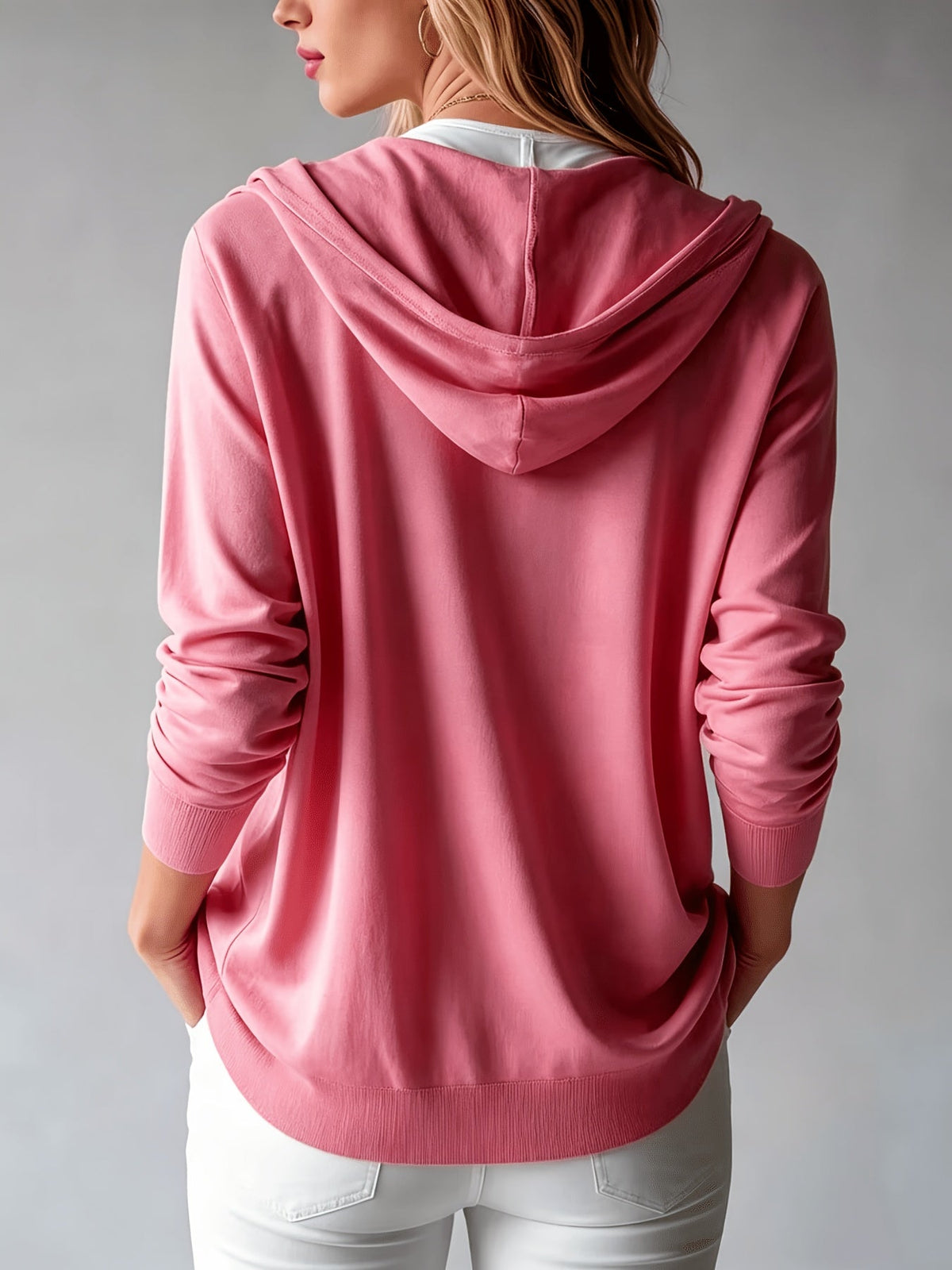 Ida | Rosa cardigan med hætte og knapper