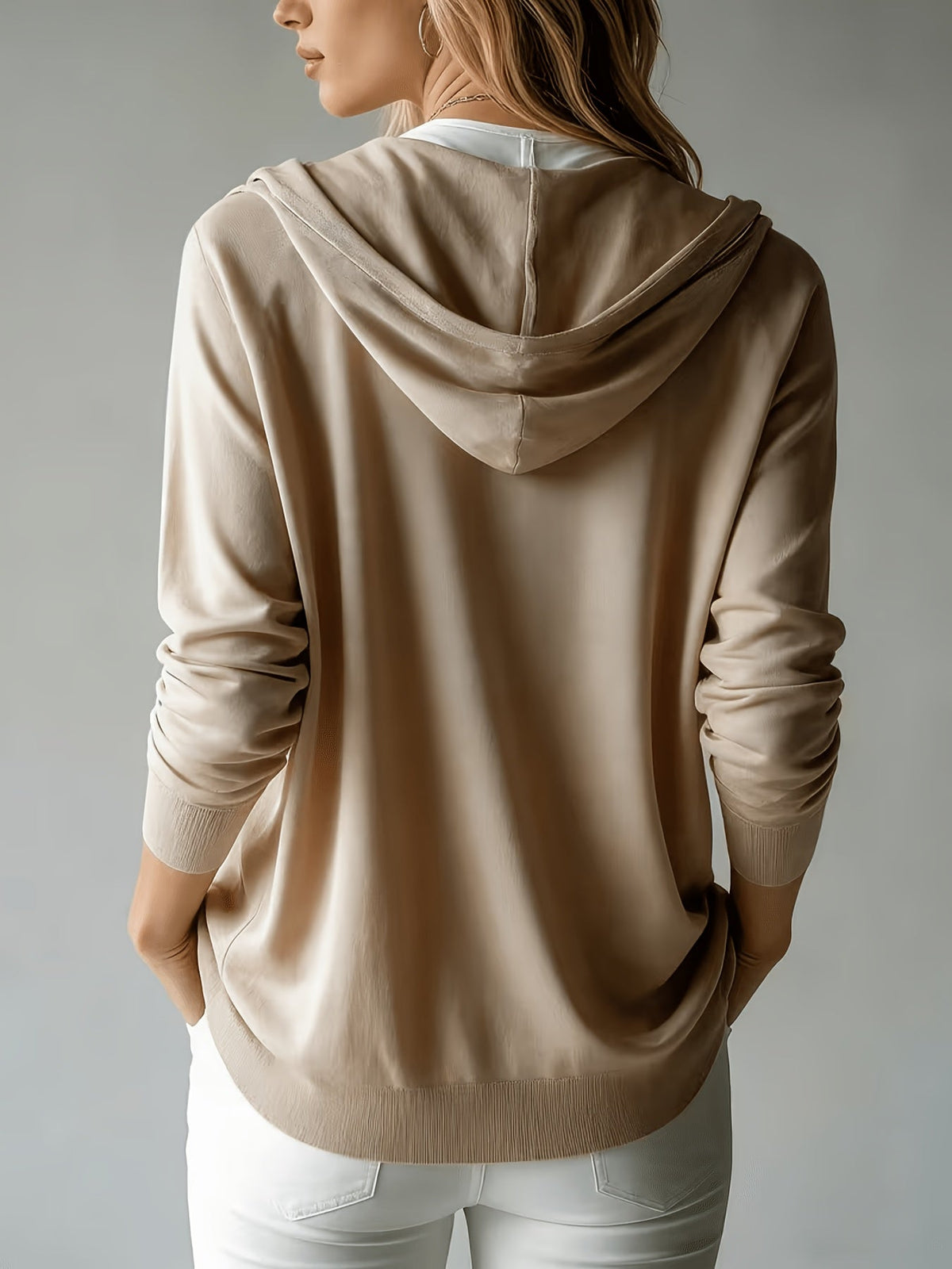 Nora | Khaki cardigan med hætte og knapper