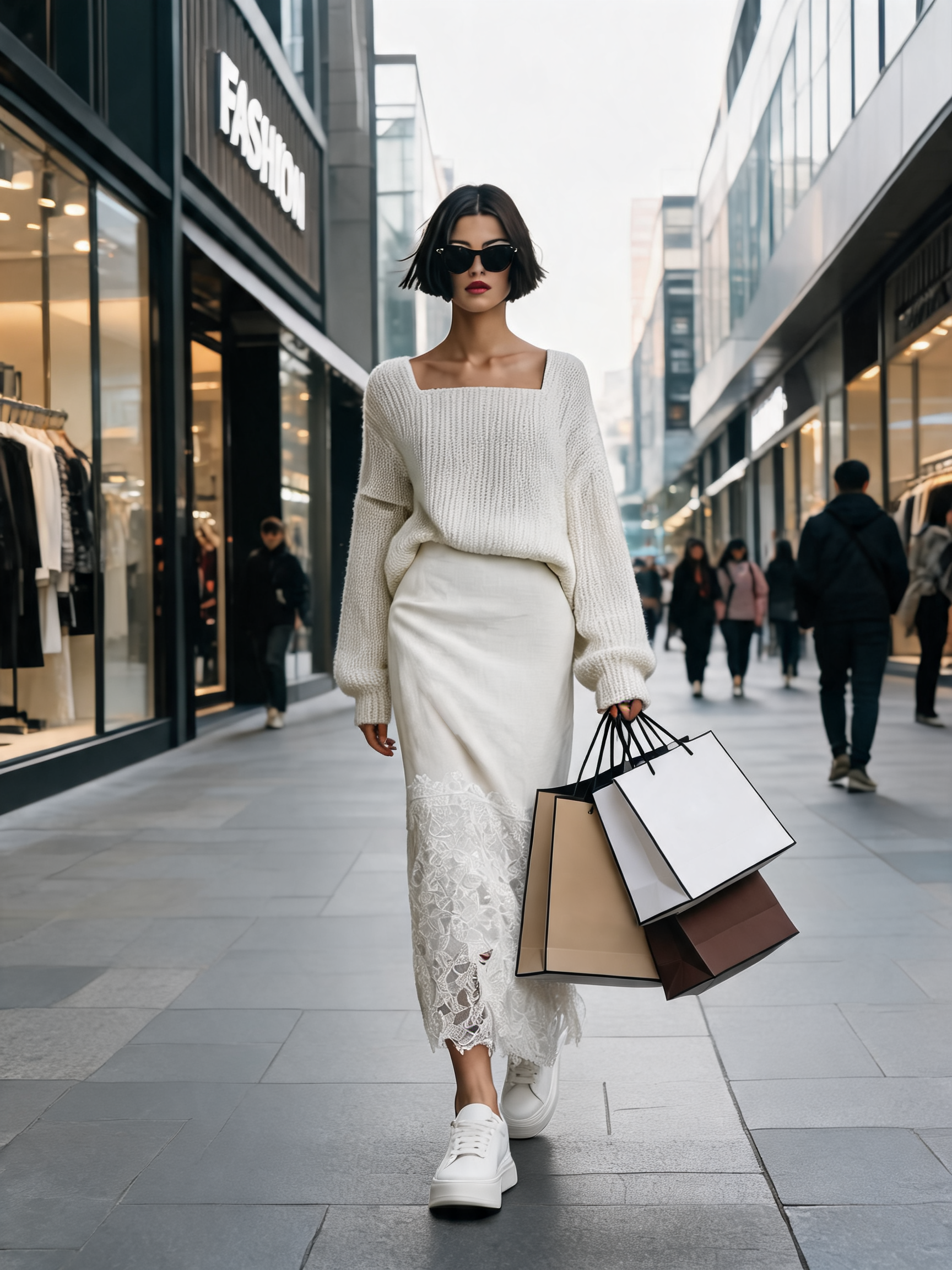 Iselin | Blonde bomuldslook sweater- og nederdelssæt