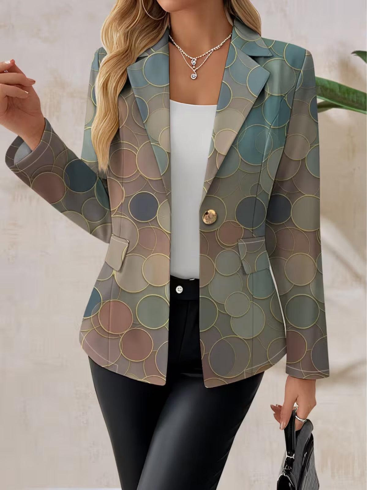 Frida | Taillieret blazer med cirkelprint