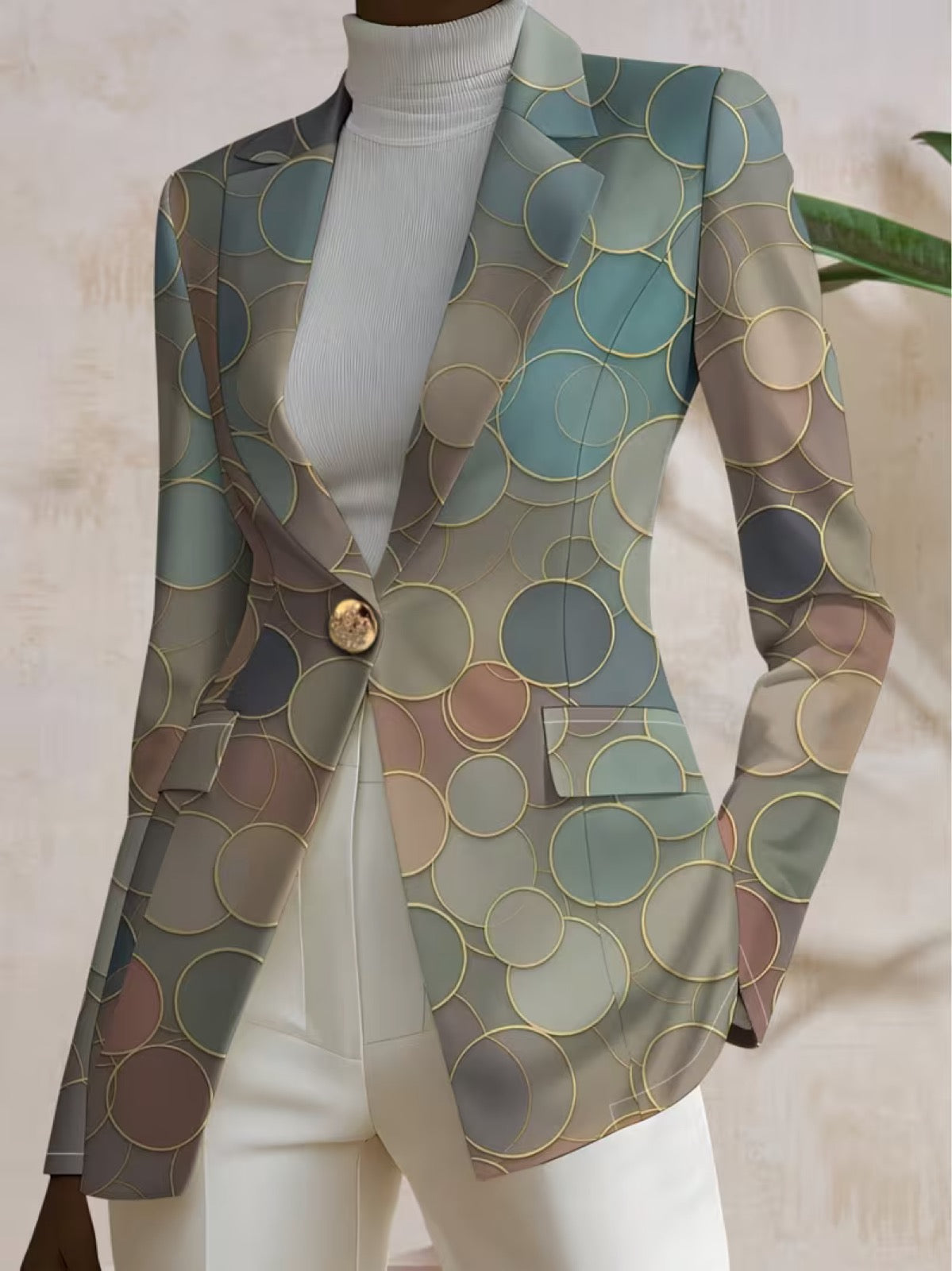 Frida | Taillieret blazer med cirkelprint
